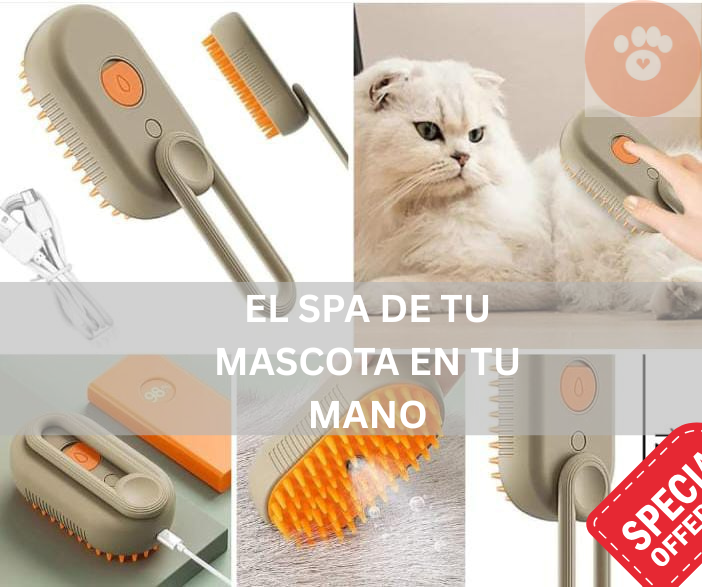 Cepillo Vapor 3 en 1 Perros Gatos Portátil